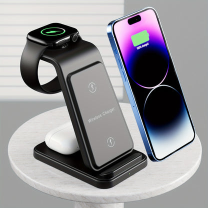 Wireless Charging Station Dock for iPhone 17 Pro Max/17 Pro/17/16/15/14/13/12/11/Pro/Max/Mini/XR/XS/X/8, 3in 1 Wireless Charger for iPhone 17 Air, for iWatch 11/10/9/8/7/6/5/4/3/2/SE/Ultra, Phone Stand for AirPods 4/3/2/Pro/P