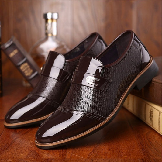 Embossed men's leather shoe covers, versatile men's casual single shoes