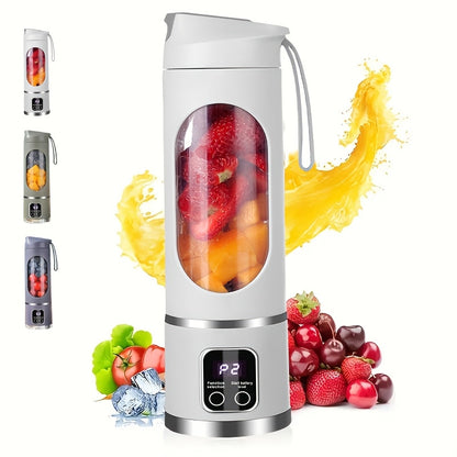 [USB-Powered Portable Blender] USB-Powered Portable Blender & Juicer with Digital Display, Stainless Steel Blade & Large Capacity (10.14-16.91oz) - Cordless Electric Mixer for Smoothies, Ice, Fresh Fruit Drinks - Compact Desi