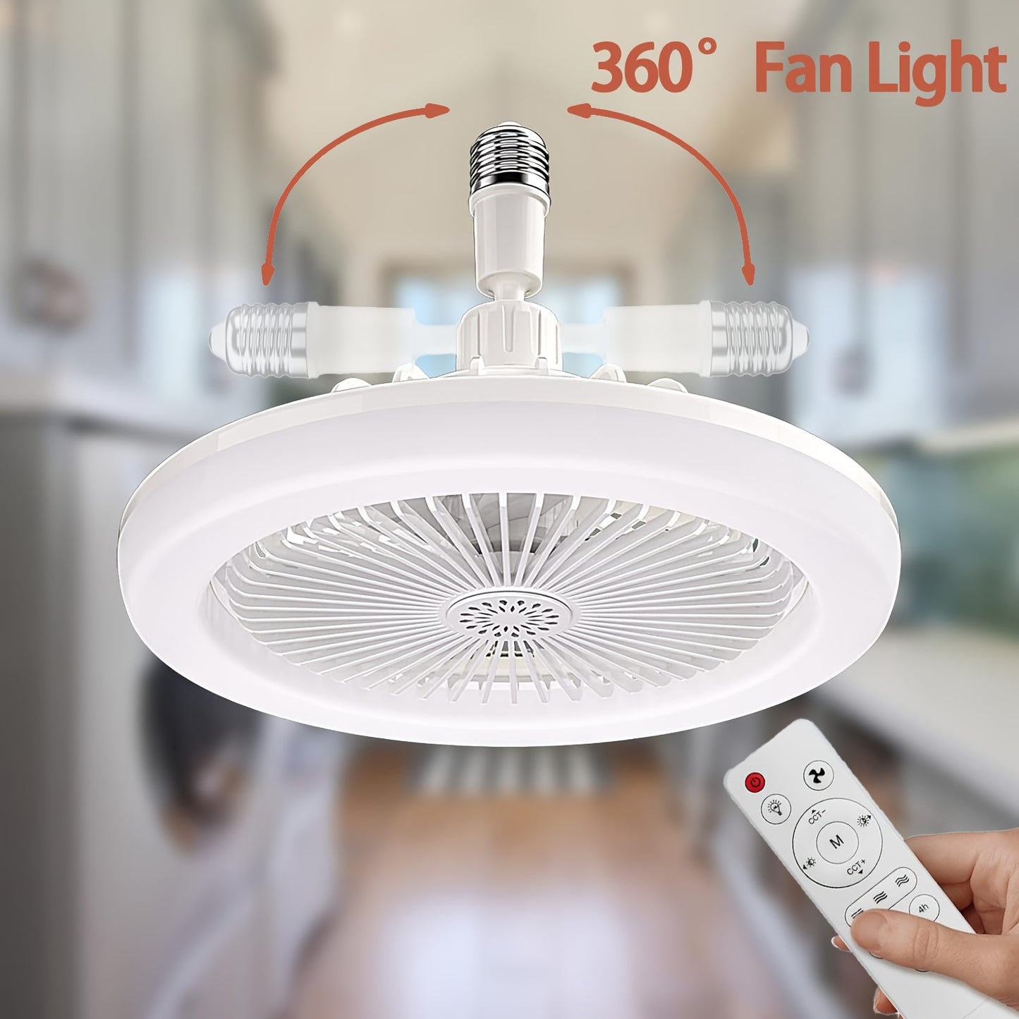 2-in-1 Multifunctional Ceiling Fan with Light, LED Fan Light, 25.4 cm Diameter, Color Matching, Infinite Dimming, and Timer Function, Suitable for Bathrooms/Bedrooms/Garages/Kitchens/Offices, Ceiling Fan Light, Bedroom Lighti