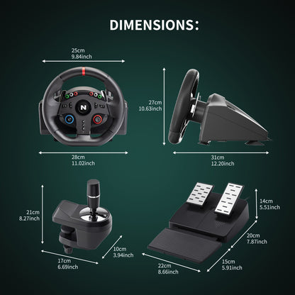 NiTHO Drive Pro ONE 10" Racing Wheel with Separate Shifter & Floor Pedals - 270° Zero Dead Zone, Ergonomic Design for PS4, Xbox, PC, Switch - Black Wheel with Red Ring, Immersive Driving Experience | Sleek Gaming Gear | Qual