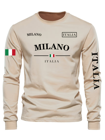 Men's Outdoor Casual Sports Long Sleeve T-Shirt - Crew Neck, Fleece-Lined Warm Base Layer for Autumn/Winter, Polyester and Spandex Blend, Machine Washable, Grappling, Wear On Body