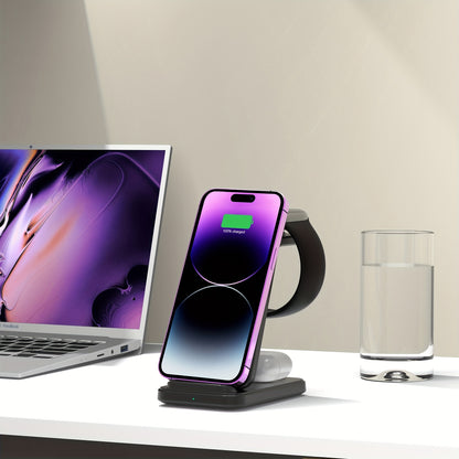 Wireless Charging Station Dock for iPhone 17 Pro Max/17 Pro/17/16/15/14/13/12/11/Pro/Max/Mini/XR/XS/X/8, 3in 1 Wireless Charger for iPhone 17 Air, for iWatch 11/10/9/8/7/6/5/4/3/2/SE/Ultra, Phone Stand for AirPods 4/3/2/Pro/P