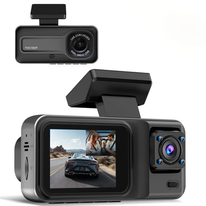 Car Dashcam with Dual Lens 1080P+720P HD Night Vision, WDR, Motion Detection, 140° Wide-Angle, Loop Recording, Parking Monitoring, Optional 32GB Card
