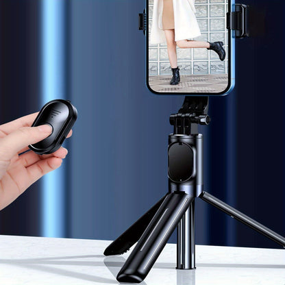 360° Rotation Wireless Remote Shutter Portable Selfie Stick Tripod - Battery Powered with Non-Rechargeable Button Battery - Compatible with iPhone & Android Smartphones