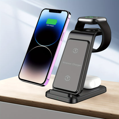 Wireless Charging Station Dock for iPhone 17 Pro Max/17 Pro/17/16/15/14/13/12/11/Pro/Max/Mini/XR/XS/X/8, 3in 1 Wireless Charger for iPhone 17 Air, for iWatch 11/10/9/8/7/6/5/4/3/2/SE/Ultra, Phone Stand for AirPods 4/3/2/Pro/P