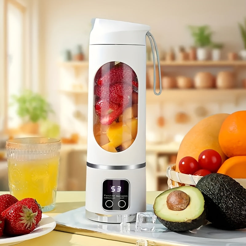 [USB-Powered Portable Blender] USB-Powered Portable Blender & Juicer with Digital Display, Stainless Steel Blade & Large Capacity (10.14-16.91oz) - Cordless Electric Mixer for Smoothies, Ice, Fresh Fruit Drinks - Compact Desi