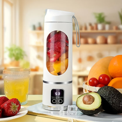 [USB-Powered Portable Blender] USB-Powered Portable Blender & Juicer with Digital Display, Stainless Steel Blade & Large Capacity (10.14-16.91oz) - Cordless Electric Mixer for Smoothies, Ice, Fresh Fruit Drinks - Compact Desi