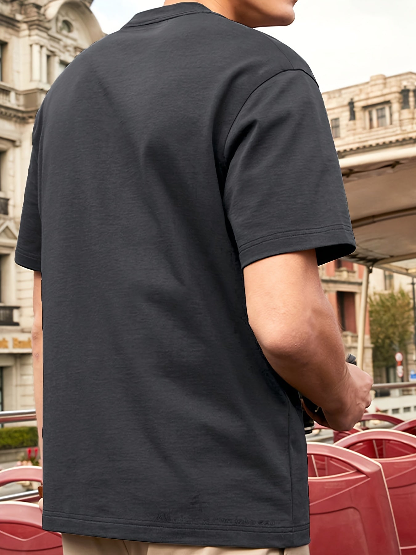 Men's 180gsm Heavyweight 100% Cotton T-Shirt with Boston Lettering Print - Casual Round Neck Short Sleeve, Regular Fit All-Season Comfort, White & Black Contrast Design for Everyday & Semi-Formal Wear - Boston-Themed Apparel