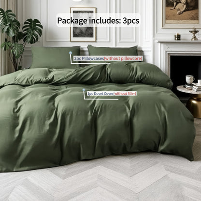 3pcs Army Green Duvet Cover Set, Soft and Comfortable Bedding for Bedroom/Guest Room/Dorm/Hotel 1*Duvet Cover + 2*Pillowcases (No Filling), Invisible Zipper Design, Machine Washable, All-Season Use
