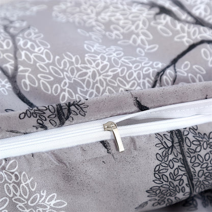 3pcs Botanical Floral Print Silver Gray Theme Bedding Set, Suitable for Bedroom, Guest Room, One Duvet Cover + Two Pillowcases, No Insert