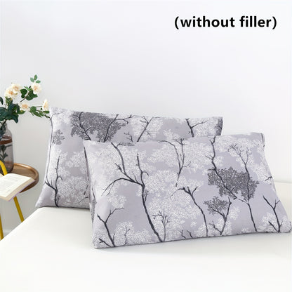 3pcs Botanical Floral Print Silver Gray Theme Bedding Set, Suitable for Bedroom, Guest Room, One Duvet Cover + Two Pillowcases, No Insert