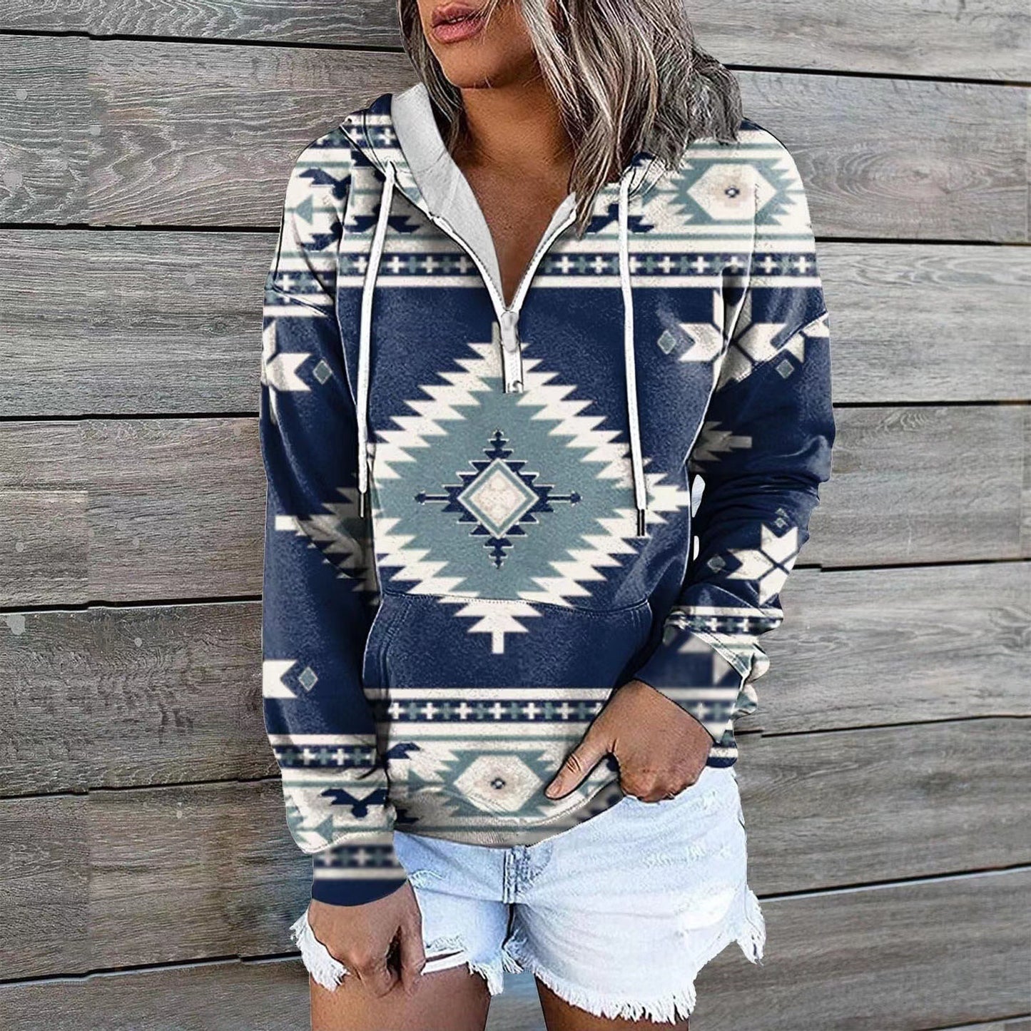 Women's New Ethnic Tribe Hooded Sweater Coat