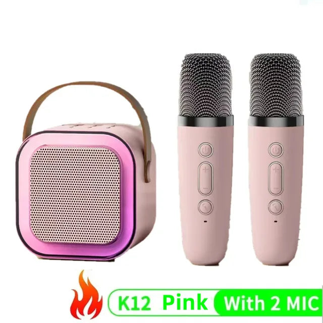 K12 Wireless Microphone Karaoke Machine Bluetooth Speaker KTV HIFI Stereo Sound RGB Colorful LED Lights For Outdoor Home Party