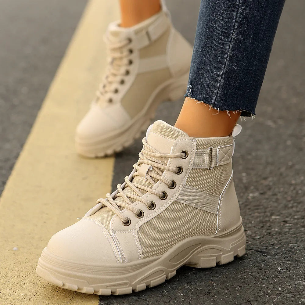 Round-Toe Lace-Up Boots