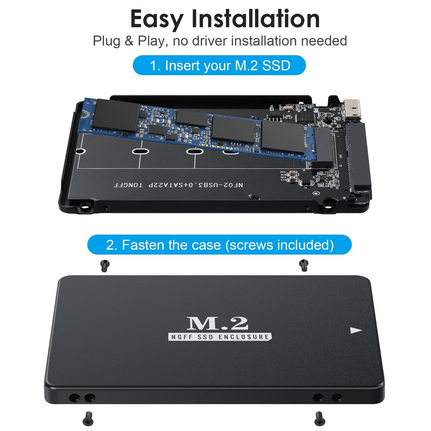 USB 3.0/SATA III 2.5-inch aluminum case M2 NGFF SSD solid state drive box