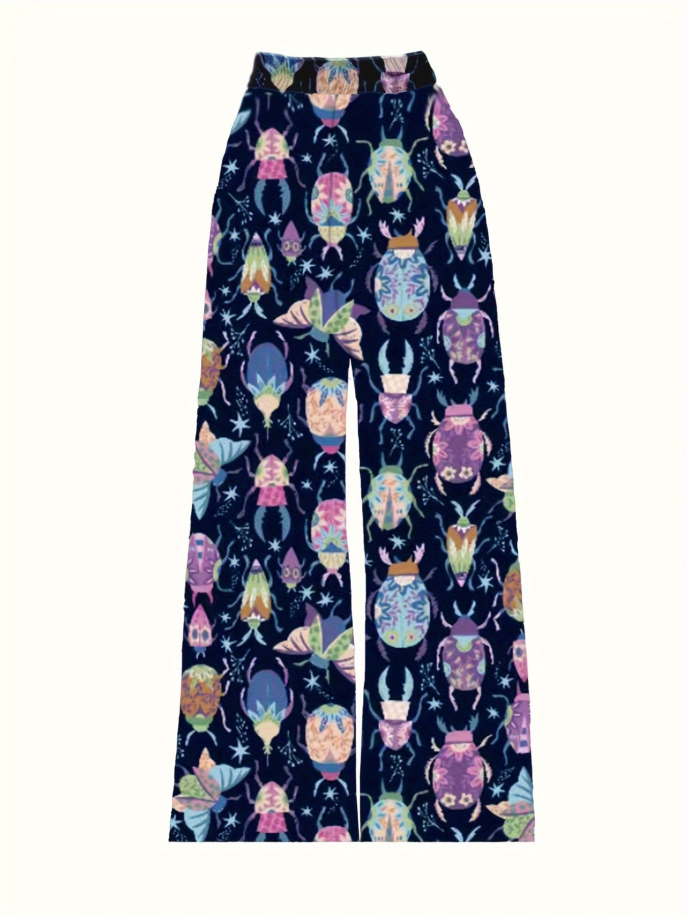 Women's Wide-Leg Trousers with Elastic Waist & Loose Fit - Casual Summer Pants, Non-Stretch Machine-Washable Fabric, Spring/Fall Long Pants for Dresses/Skirts Outfits (No Stretch) - Female Casual Wear Style