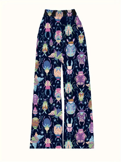 Women's Wide-Leg Trousers with Elastic Waist & Loose Fit - Casual Summer Pants, Non-Stretch Machine-Washable Fabric, Spring/Fall Long Pants for Dresses/Skirts Outfits (No Stretch) - Female Casual Wear Style