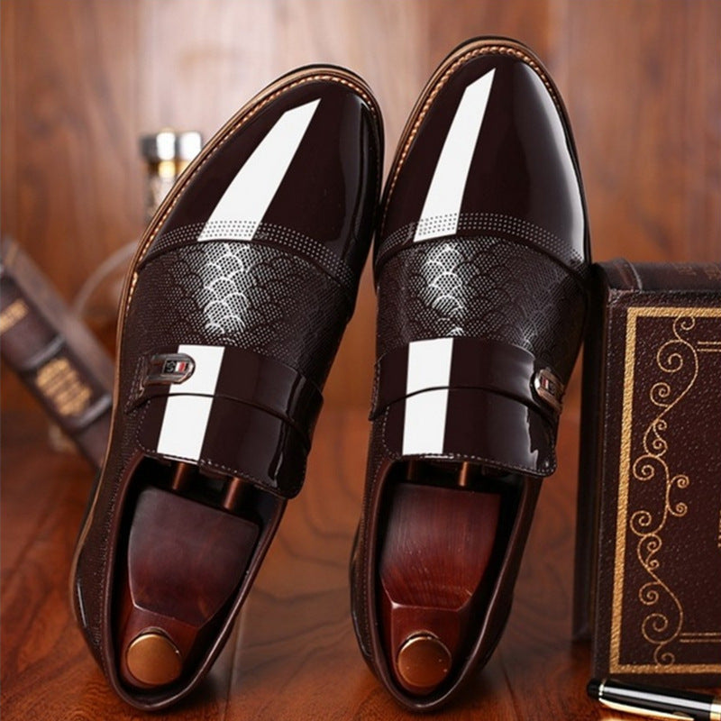 Embossed men's leather shoe covers, versatile men's casual single shoes