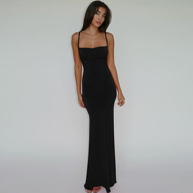 One shoulder backless slimming and sexy elegant dress