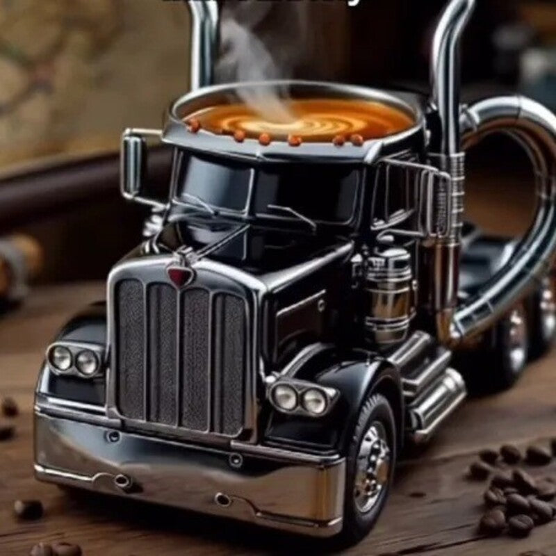 1PC Creative 11oz Truck-Design Coffee Mug. Ideal as a semi-truck coffee cup or home kitchen desktop ornament.