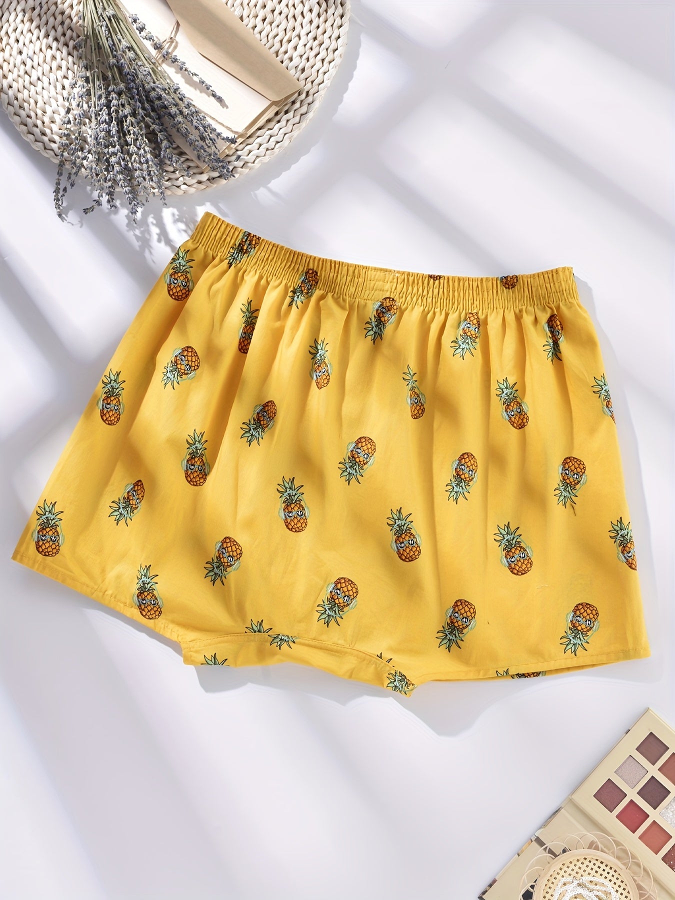 3 Pieces of Men's Comfortable Cotton Fruit Pattern Full Print Boxer Shorts with Breathable Fabric and Relaxed Fit for Everyday Wear