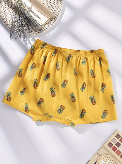 3 Pieces of Men's Comfortable Cotton Fruit Pattern Full Print Boxer Shorts with Breathable Fabric and Relaxed Fit for Everyday Wear