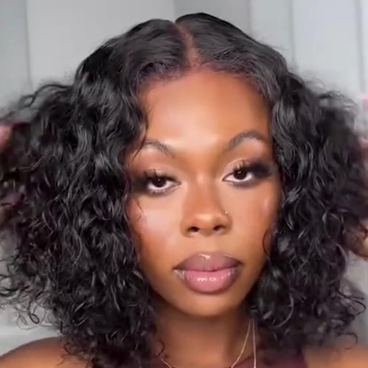 WEAR GO Glueless Wigs 100% Human Hair Pre-Plucked Pre-Cut Water Wave Bob Wig with 4x4 Lace Closure - No Glue Needed, Natural Look for Women, Short Curly Hairstyle, Easy to Style & Maintain, Short Hair Wig