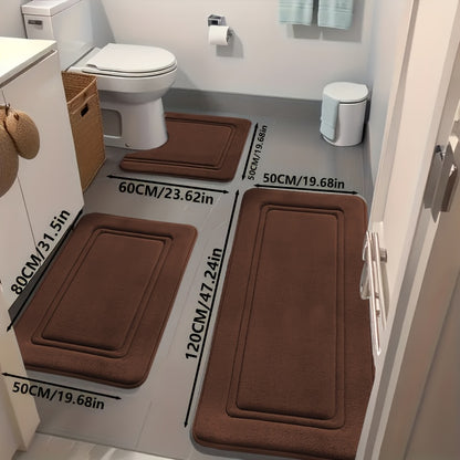 3pcs Ultra-Soft Bath Mat Set - Non-Slip Bath Rugs with Non-Slip Backing, Bath Floor Mats for Shower, Bathtub, Bathroom - Quick-Dry Bath Mat with Non-Slip Surface