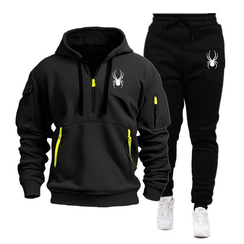 European and American men's sports hoodie set printed casual sports hoodie hooded suit for men