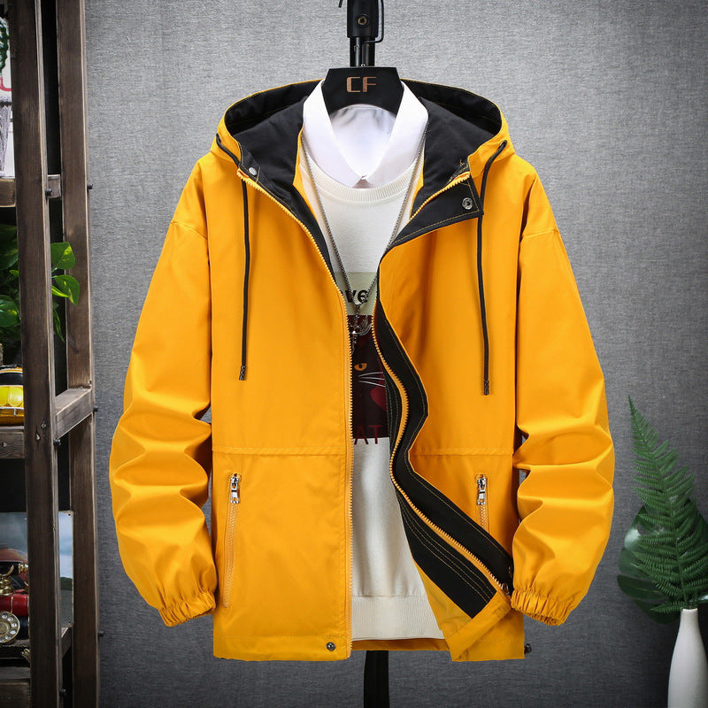 Men's casual jacket fashion trend hooded jacket Japanese workwear men's jacket