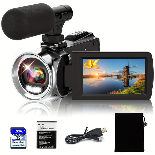 Video Camcorder Full HD 4K 36MP Video Recorder Camcorder Vlogging Camera YouTube Camcorder with 7.62 cmLCD screen and 32G memory card