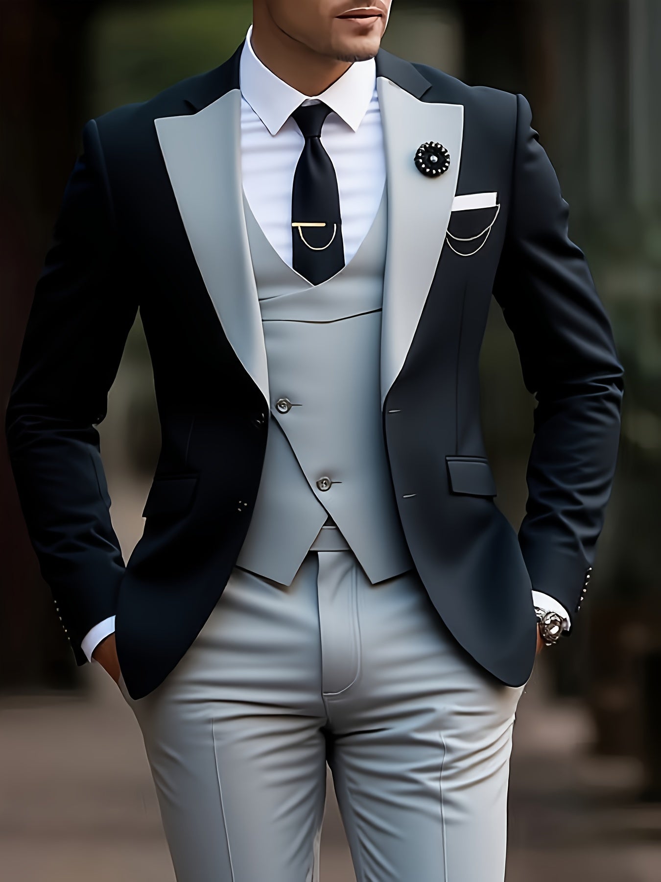 Men's Premium Three-Piece Suit Set, Plus Size Men’s, Includes Jacket and Vest – Perfect for Formal Wear Weddings Workwear Holiday Gifts