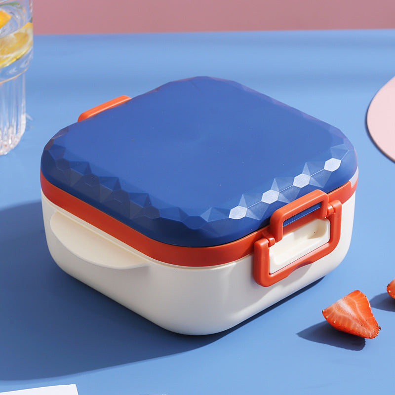 Microwaveable portable fresh-keeping lunch box with compartments and cutlery