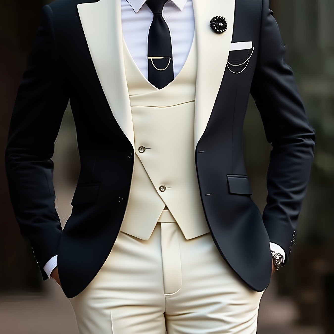 Men's Premium Three-Piece Suit Set, Plus Size Men’s, Includes Jacket and Vest – Perfect for Formal Wear Weddings Workwear Holiday Gifts