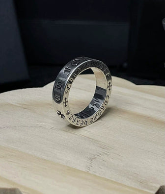 Silver Cross Men's and Women's Ring Hand Engraved Gold Plating