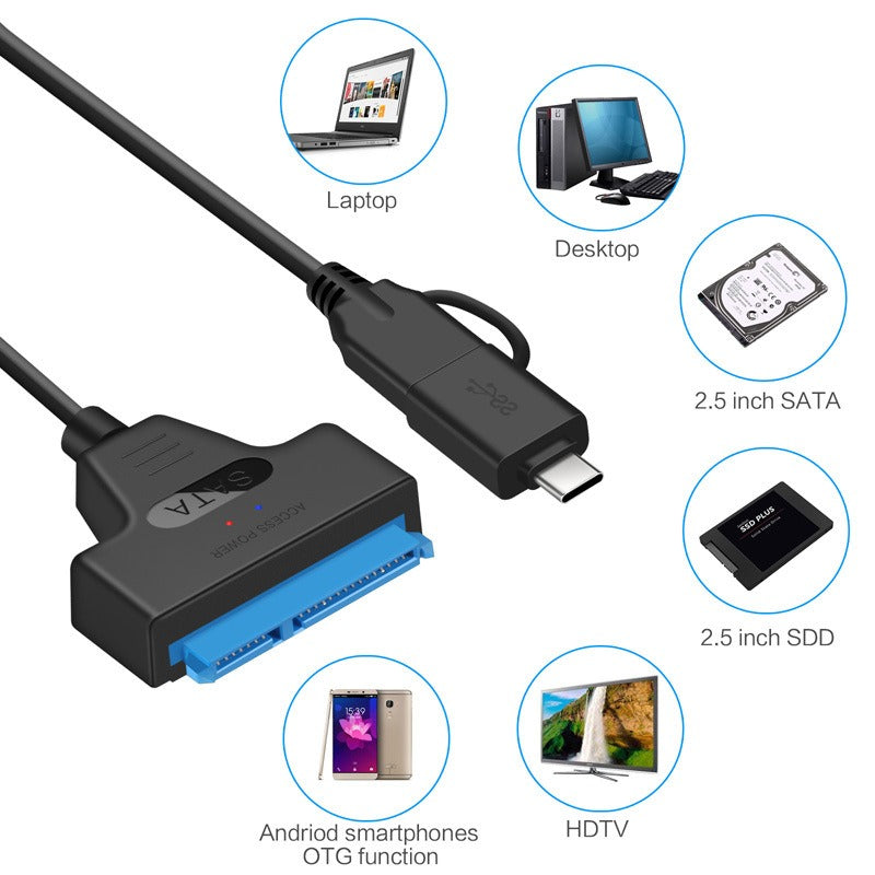 USB 3.0 hard drive cable 2-in-1 easy drive cable computer optical drive 2.5-inch mechanical solid-state drive data cable 20CM