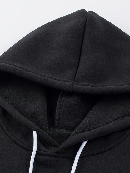 Men's Casual Color Block Hoodie - Soft Polyester, Long Sleeve with Kangaroo Pocket, Drawstring Hood, Ideal for Fall/Winter Streetwear, Casual Streetwear|Hooded Sweatshirt|Polyester Hoodie, Sweater Hoodie