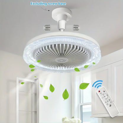 2-in-1 Multifunctional Ceiling Fan with Light, LED Fan Light, 25.4 cm Diameter, Color Matching, Infinite Dimming, and Timer Function, Suitable for Bathrooms/Bedrooms/Garages/Kitchens/Offices, Ceiling Fan Light, Bedroom Lighti