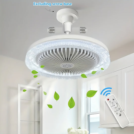 2-in-1 Multifunctional Ceiling Fan with Light, LED Fan Light, 25.4 cm Diameter, Color Matching, Infinite Dimming, and Timer Function, Suitable for Bathrooms/Bedrooms/Garages/Kitchens/Offices, Ceiling Fan Light, Bedroom Lighti