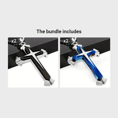 A Stylish Multi-layer Cross Necklace for Men - A Domineering Guardian Necklace for Men And Women - Fashionable Necklace, Elegant Design, Classic Jewelry Clothing Accessories for Dressing Up Holiday Gifts,Valentine's Day