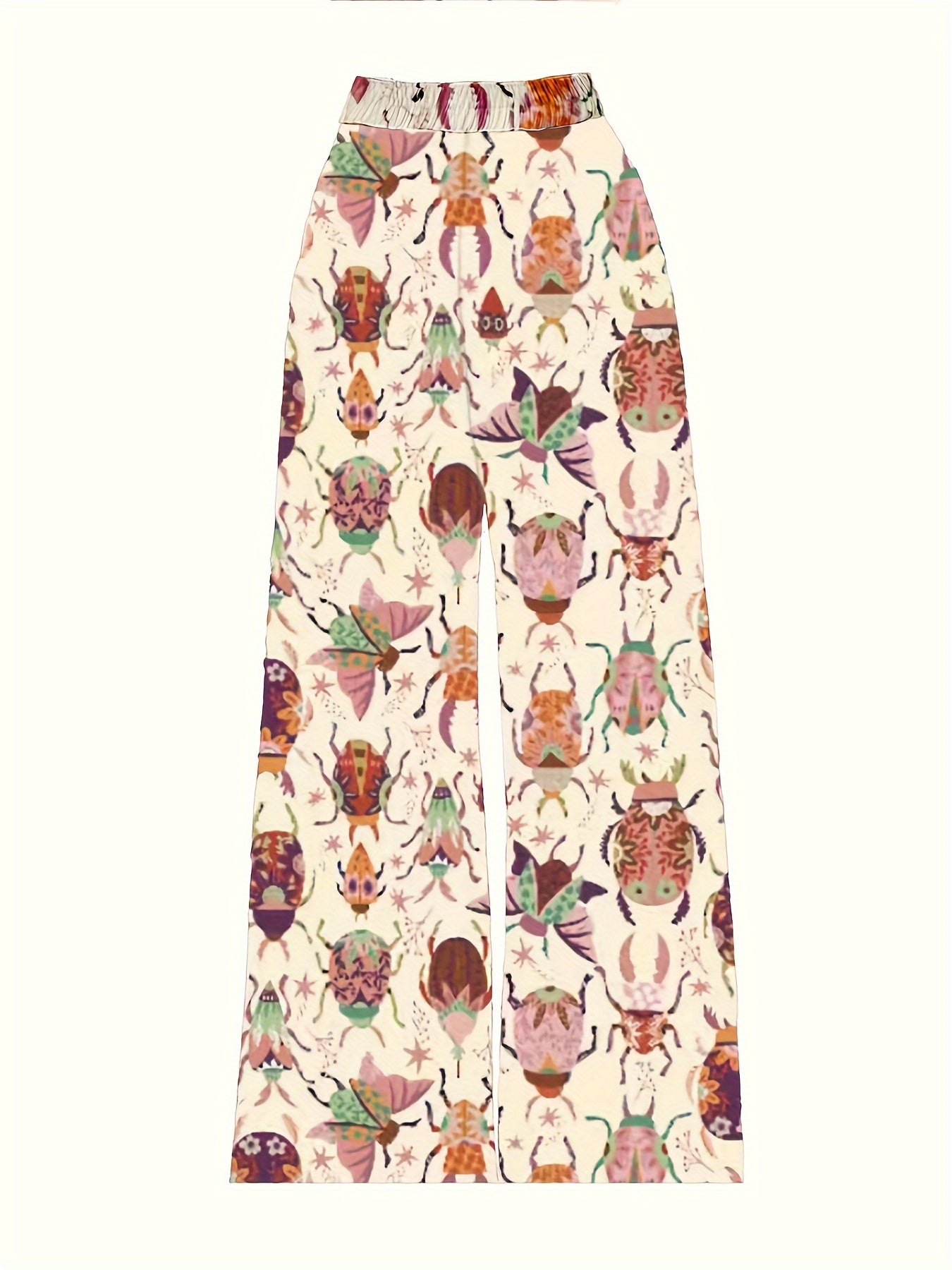 Women's Wide-Leg Trousers with Elastic Waist & Loose Fit - Casual Summer Pants, Non-Stretch Machine-Washable Fabric, Spring/Fall Long Pants for Dresses/Skirts Outfits (No Stretch) - Female Casual Wear Style