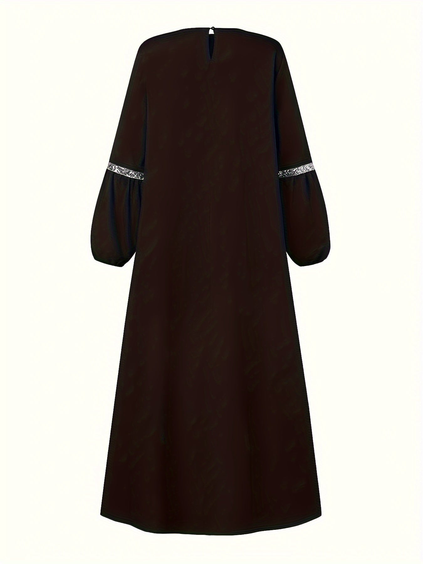 [Sequined Abaya] Sequined Long Sleeve Muslim Abaya | Middle Eastern Solid Color Casual Dress