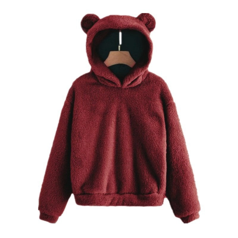 Autumn and Winter New Plush Rabbit Ear Hooded Warm Sweater Sweater Sweater