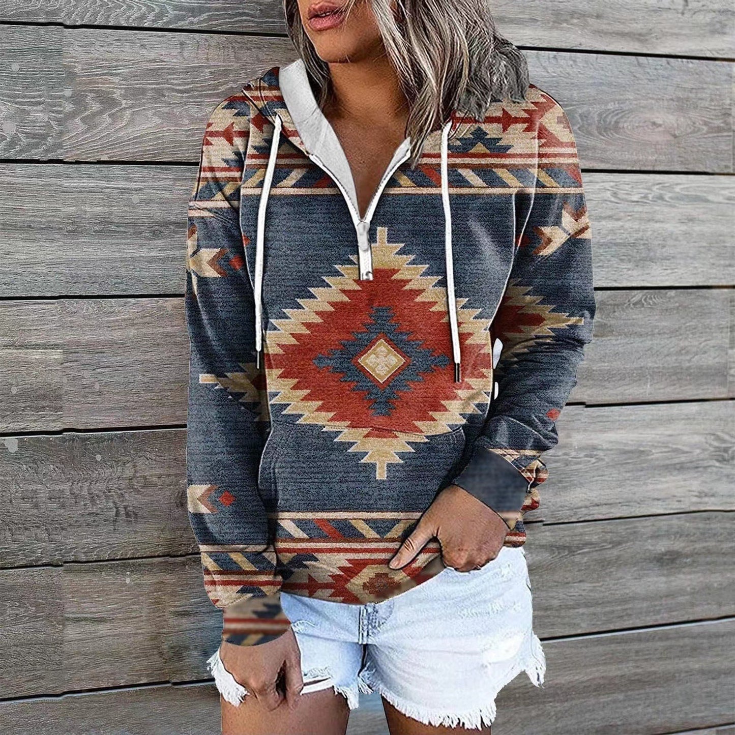 Women's New Ethnic Tribe Hooded Sweater Coat