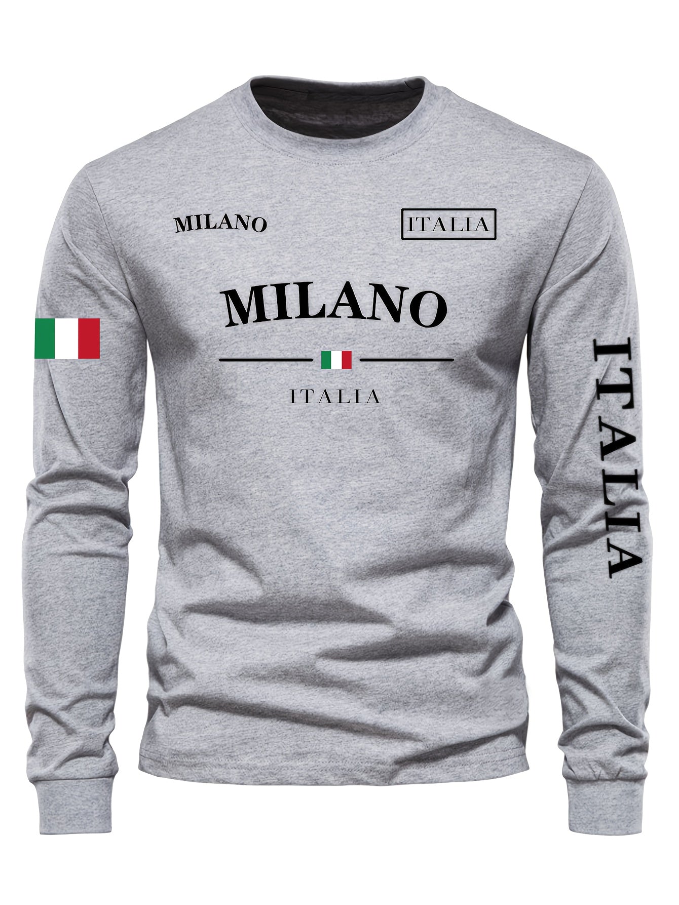 Men's Outdoor Casual Sports Long Sleeve T-Shirt - Crew Neck, Fleece-Lined Warm Base Layer for Autumn/Winter, Polyester and Spandex Blend, Machine Washable, Grappling, Wear On Body