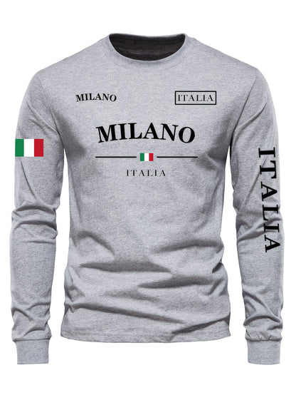 Men's Outdoor Casual Sports Long Sleeve T-Shirt - Crew Neck, Fleece-Lined Warm Base Layer for Autumn/Winter, Polyester and Spandex Blend, Machine Washable, Grappling, Wear On Body