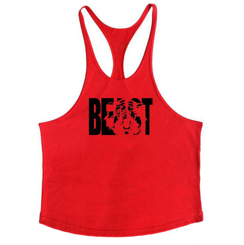 Letter printed men's fitness sports vest slim shoulder strap I-shaped vest cotton