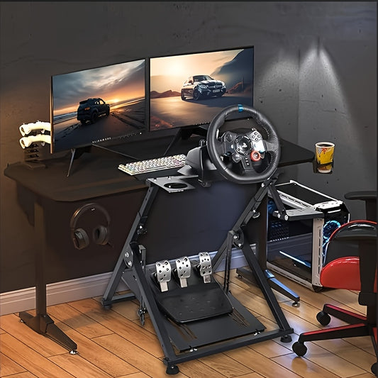 Logitech G27/G25/G29 Racing Wheel Stand - Adjustable Height & Angle, Ergonomic Design for SIM Racing, Compatible with PS4 & PC (Steering Wheel Not Included), Gaming Cockpit Setup | Sleek Metal Finish | Durable Gaming Accessor