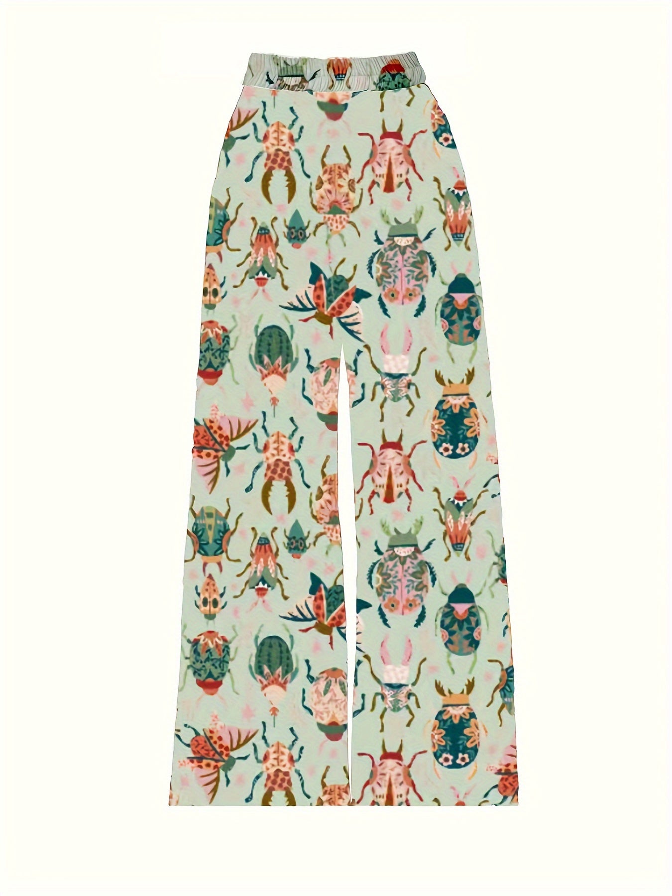 Women's Wide-Leg Trousers with Elastic Waist & Loose Fit - Casual Summer Pants, Non-Stretch Machine-Washable Fabric, Spring/Fall Long Pants for Dresses/Skirts Outfits (No Stretch) - Female Casual Wear Style